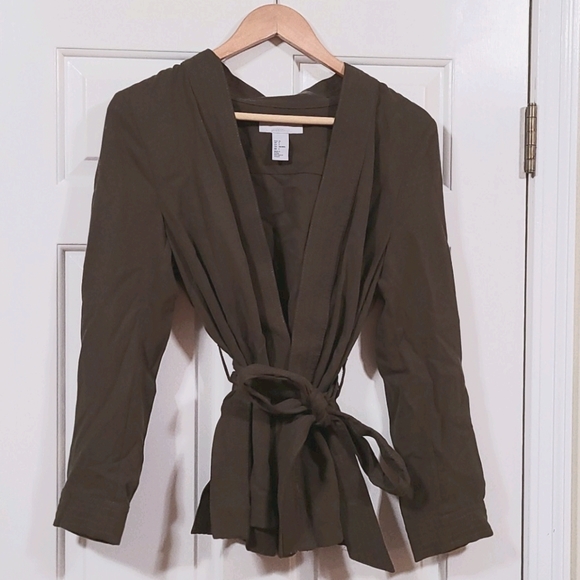 H&M Jackets & Blazers - Dark Brown/Green Kimono Jacket